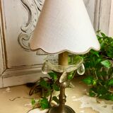 Lampe bougeoir en bronze à bobèche et pampilles ancienne