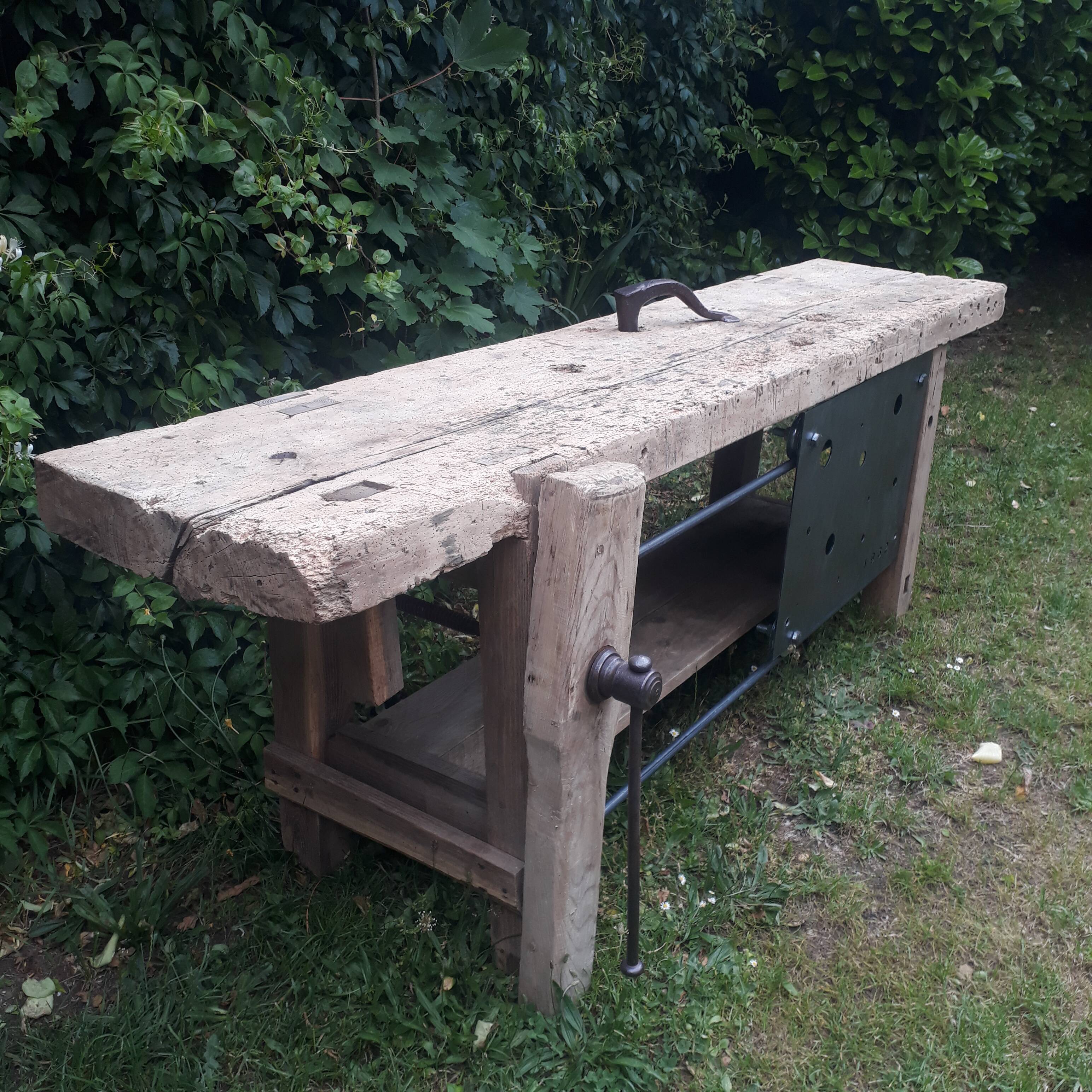 Renovated old industrial workbench