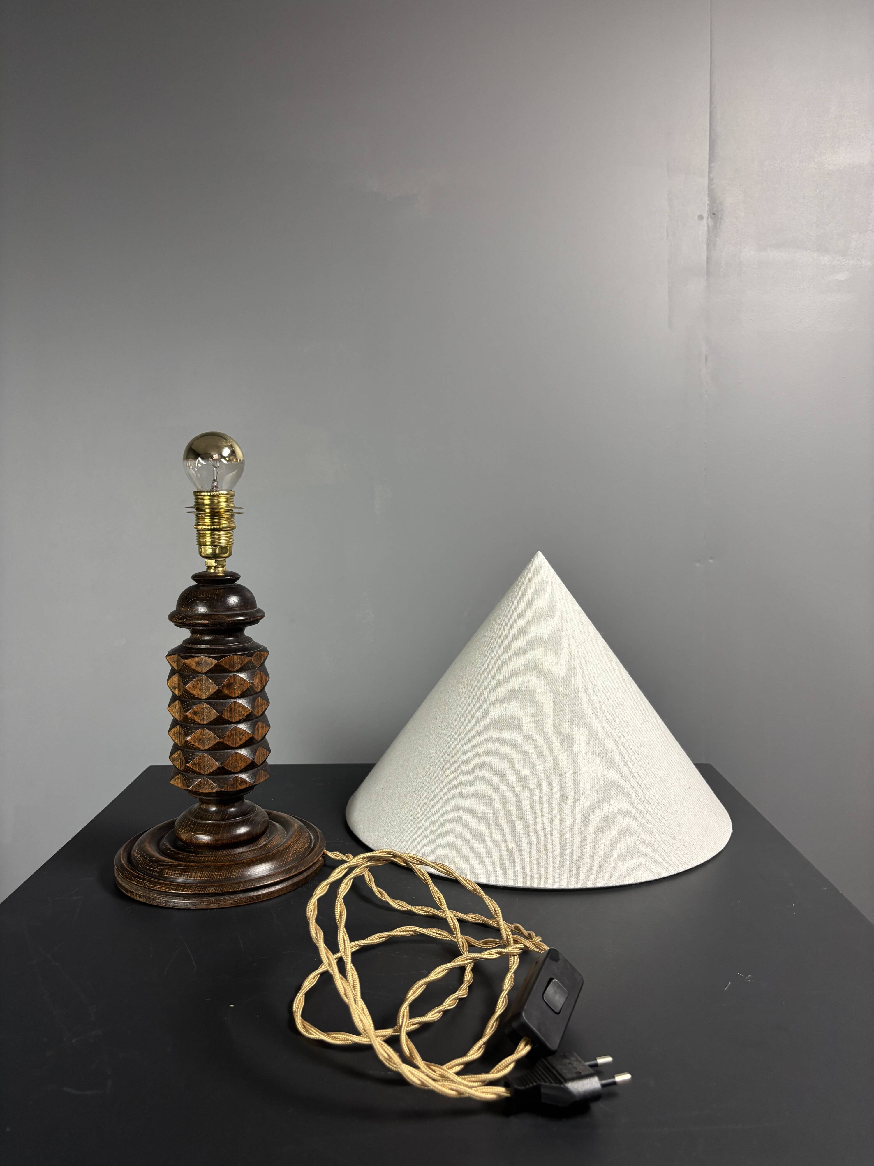 Midcentury French brutalist table lamp in the style of Charles Dudouyt, 50s