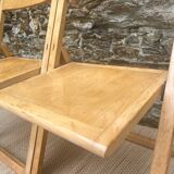 Extra flat vintage beech folding chairs