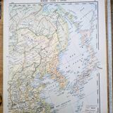 Planche géographique imprimée en 1900 l'Asie, Chine et Japon