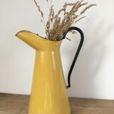 Mustard yellow enamelled sheet metal pitcher