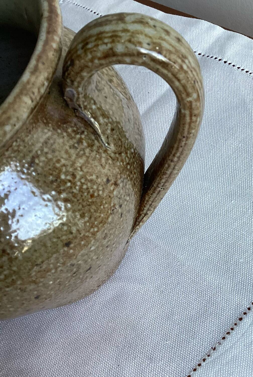 Glazed stoneware jug pitcher