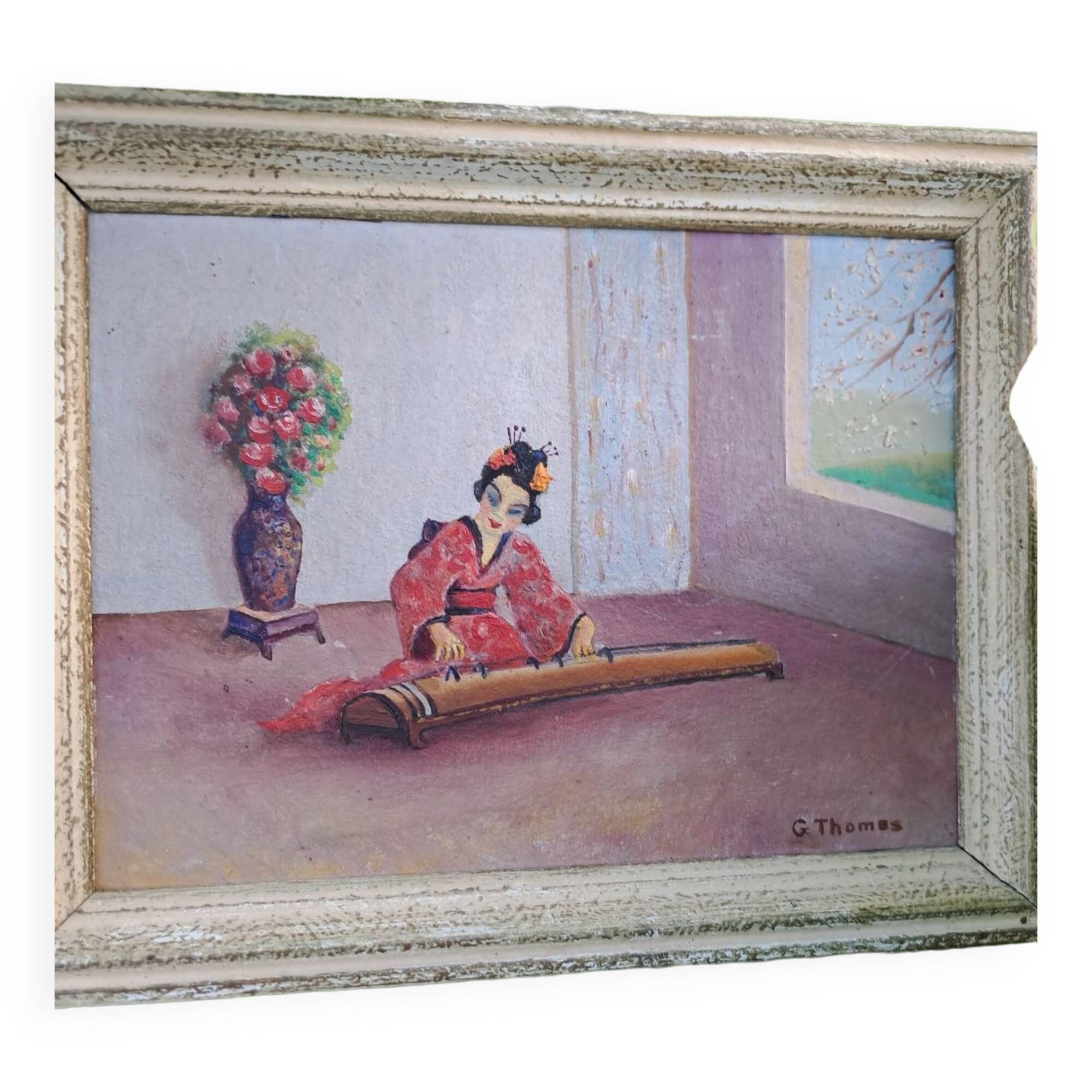 Painting "geisha with zither"