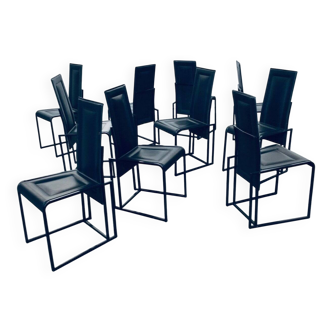 Postmodern architectural dining chairs, Italy, 1980s, set of 10