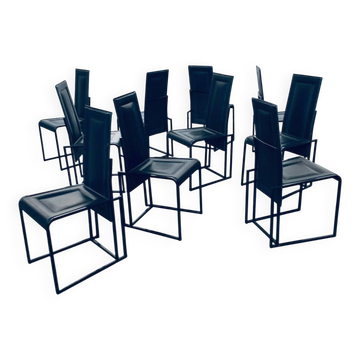 Postmodern architectural dining chairs, Italy, 1980s, set of 10