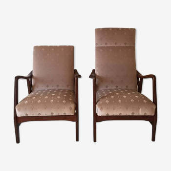 Pair of armchairs in solid teak by Topform 1950s-1960s