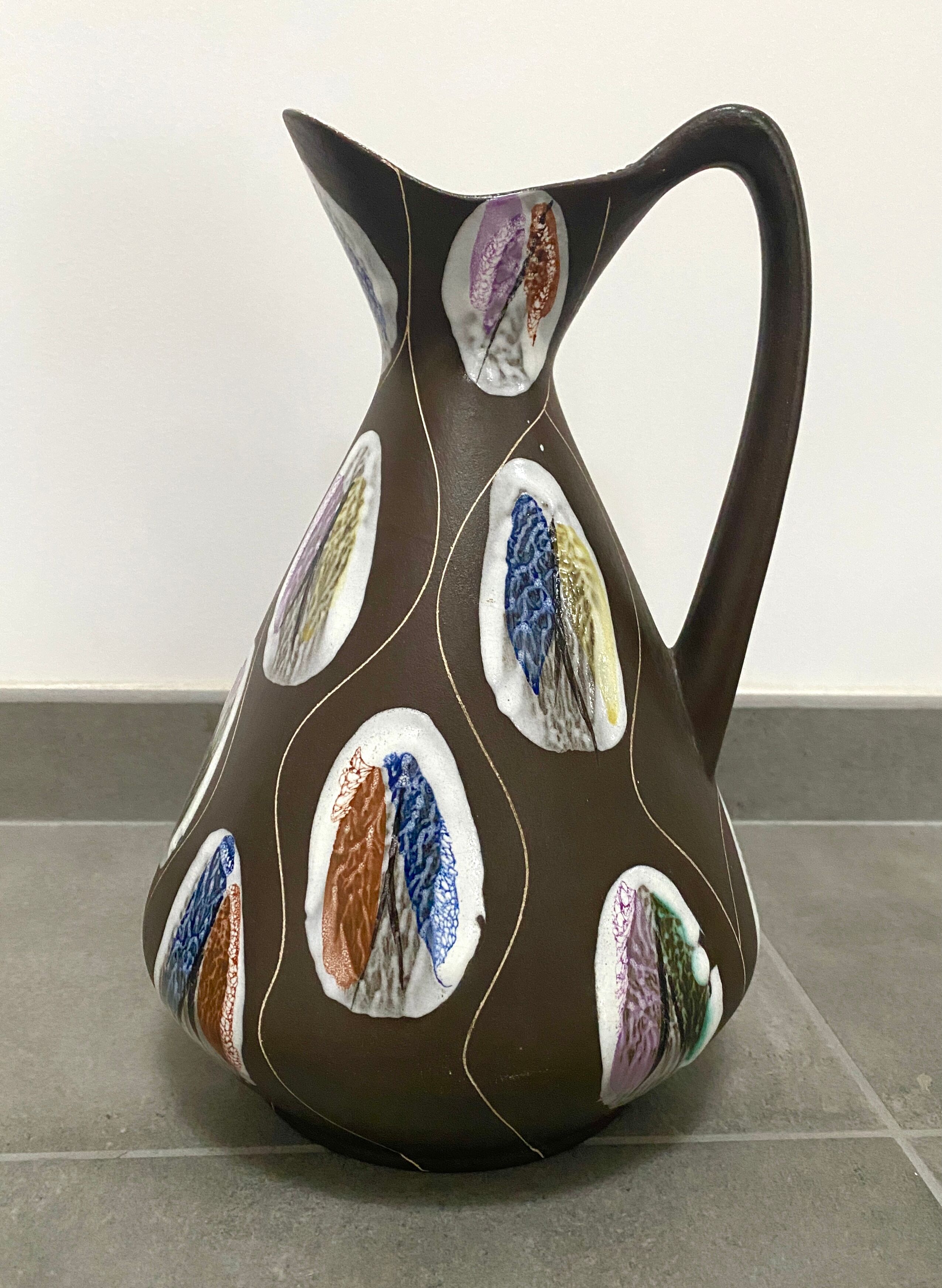Bay Keramik ceramic pitcher, Kongo décor by Bodo Mans, 60s