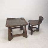 Ensemble de chaise et de table en bois du milieu du siècle, années 1950