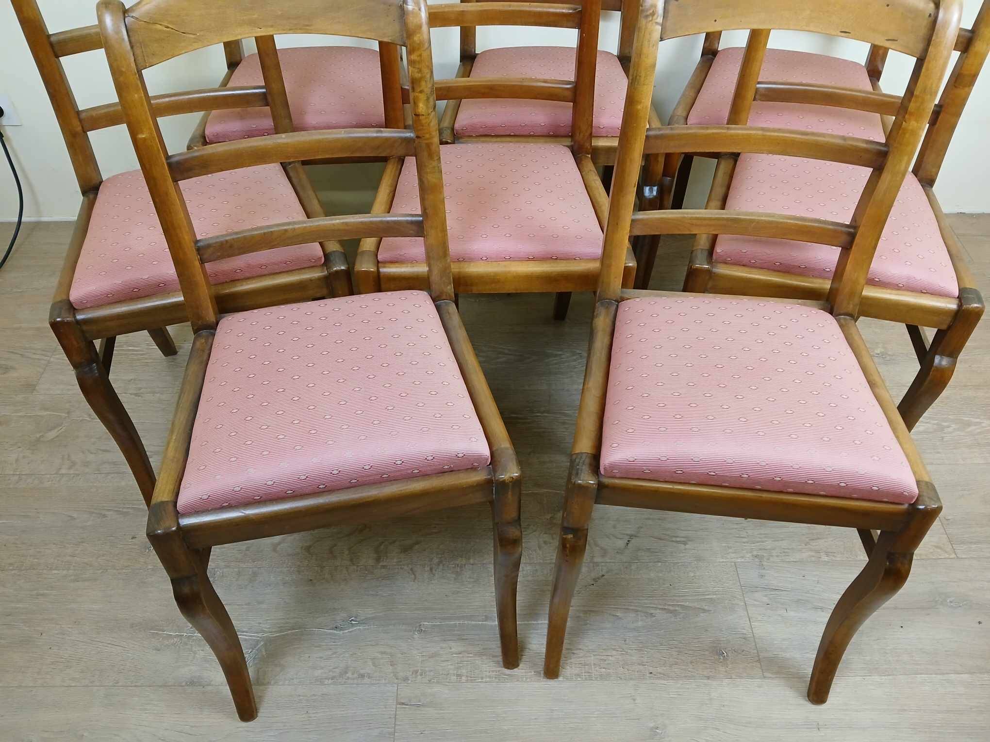 superb series of 8 Empire/Restoration style chairs in solid cherry wood