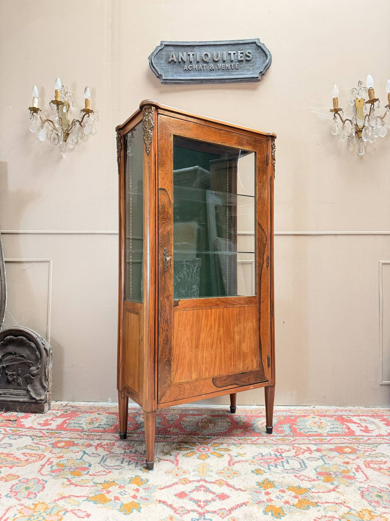 ROSEWOOD DISPLAY CABINET IN LOUIS XVI STYLE, 19TH CENTURY