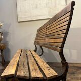 Industrial style metal and wood bench