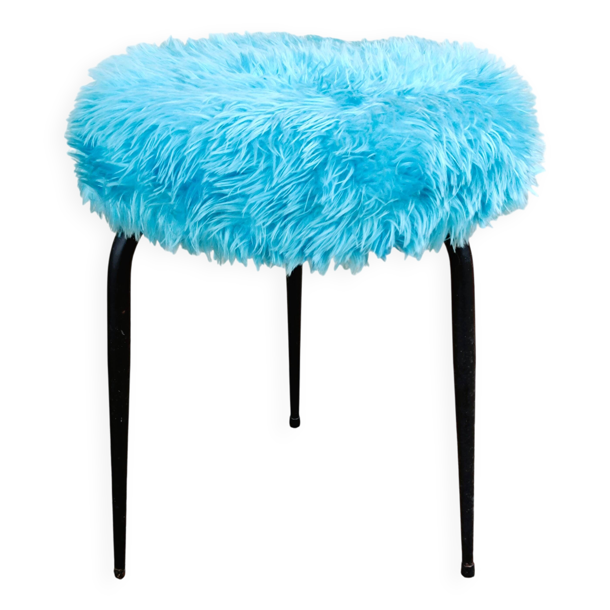 Tabouret moumoute bleue