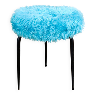 Blue fur stool