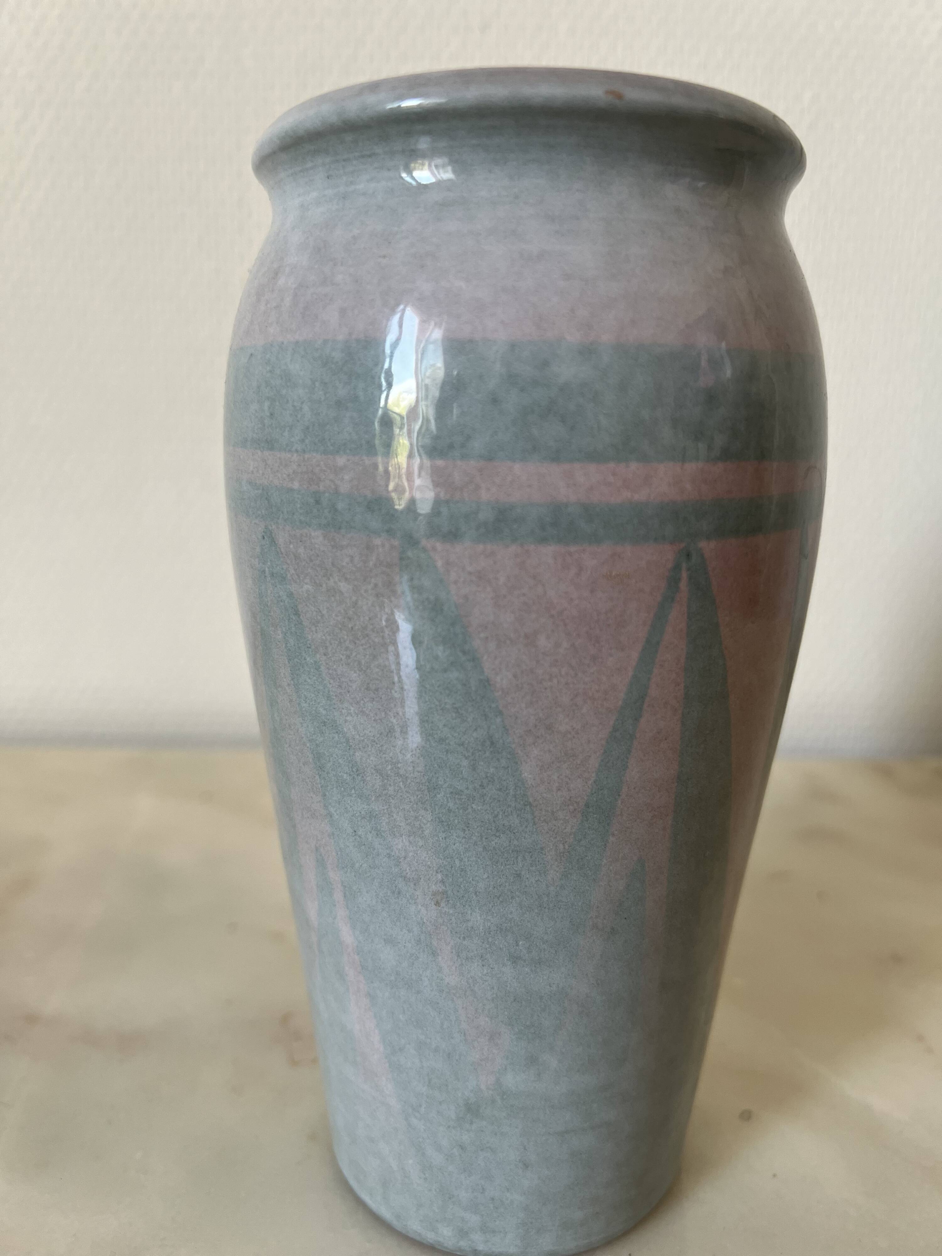 Sky blue and gray ceramic vase