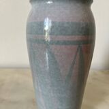 Sky blue and gray ceramic vase