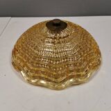 Vintage ceiling lamp in brass and golden/champagne crystal glass 1960s