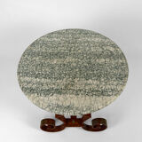 Art Deco round pedestal table in marble and wrought iron, circa 1940
