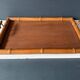 Old serving tray in faux bamboo and brass, 19th century