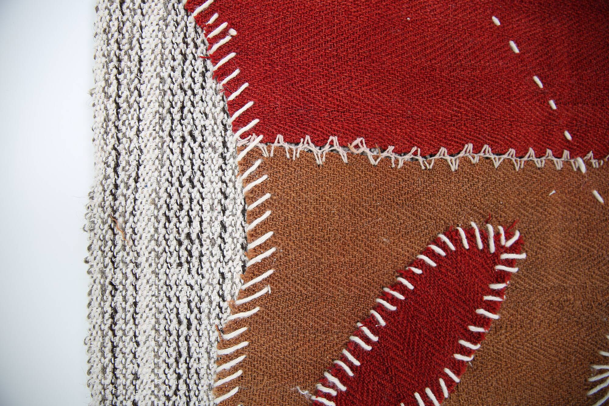 Burgundy Textile Wall Hanging, Handmade Tapestry Rug