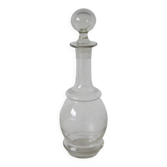 small engraved glass wine carafe early 20th century