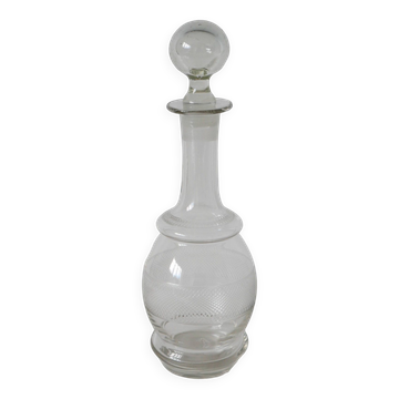 petite carafe à vin en verre gravé début XXème
