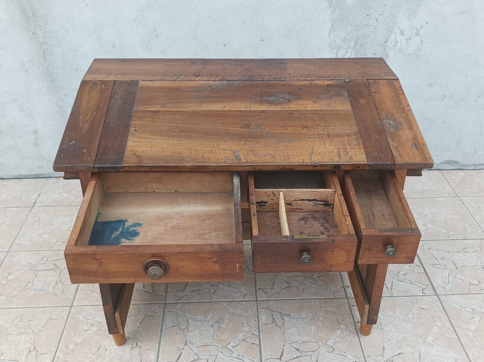 19th-century walnut writing desk.