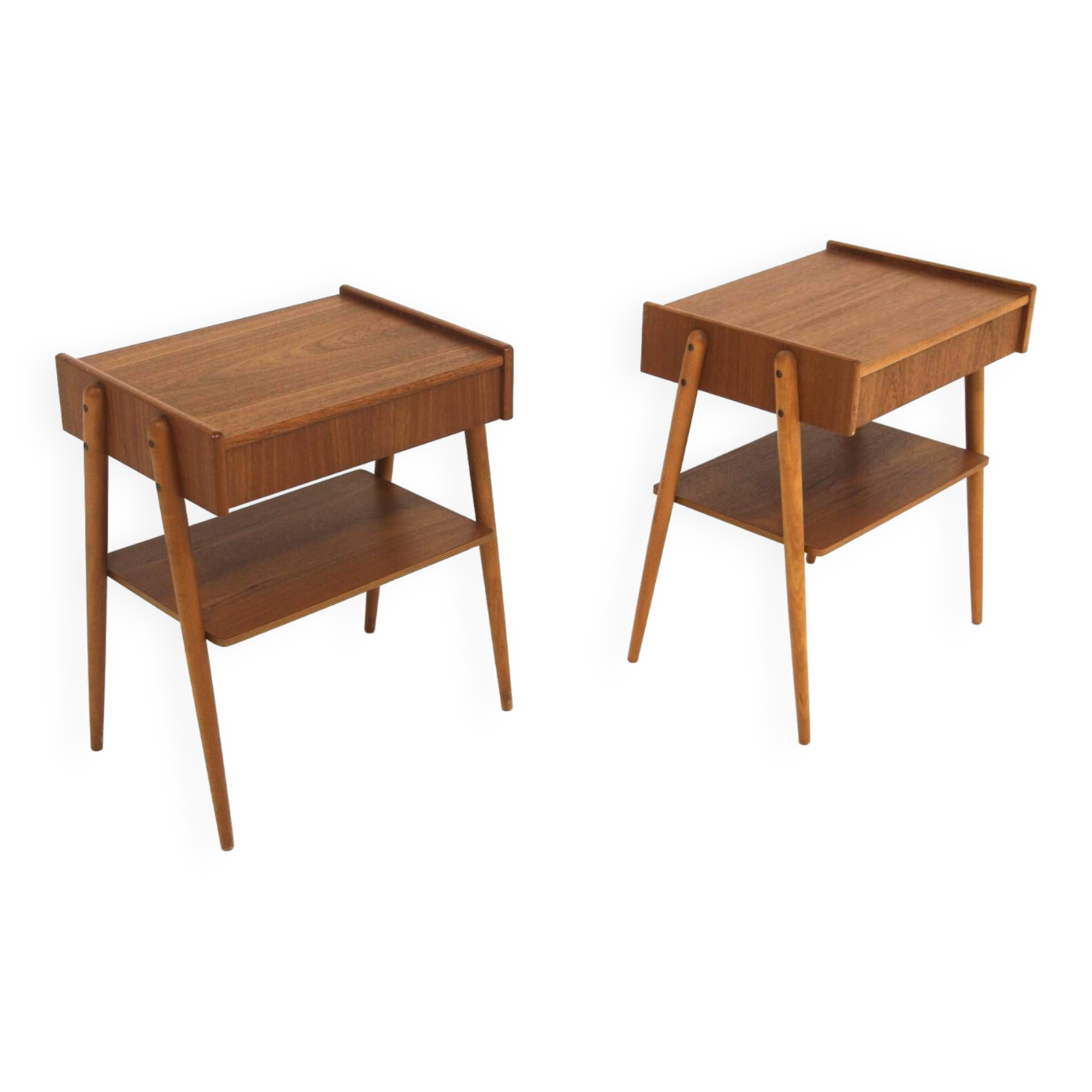 Set of 2 Scandinavian teak bedside tables, Carlström, Sweden, 1960