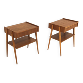 Set of 2 Scandinavian teak bedside tables, Carlström, Sweden, 1960