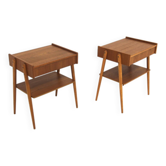 Set of 2 Scandinavian teak bedside tables, Carlström, Sweden, 1960