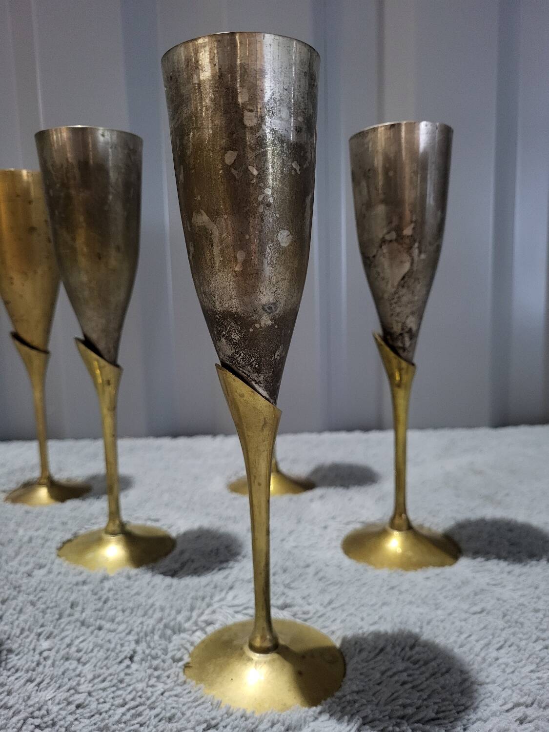 Set of 12 Authentic Antique Vintage Champagne Flutes