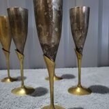 Set of 12 Authentic Antique Vintage Champagne Flutes