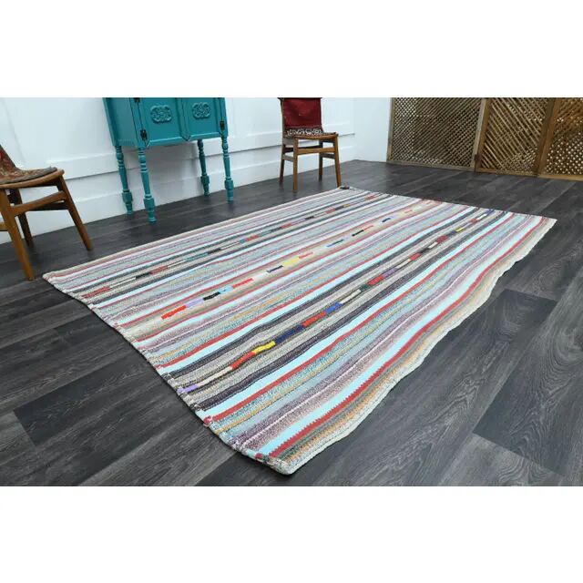 1970s Vintage Turkish Oushak Handmade Wool Cotton White Area Rug 176x250