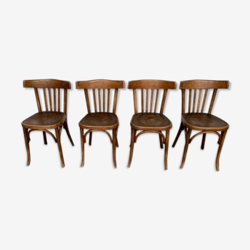 Series of 4 old bistro chairs Fischel sitting crocodile Year 1930 1940