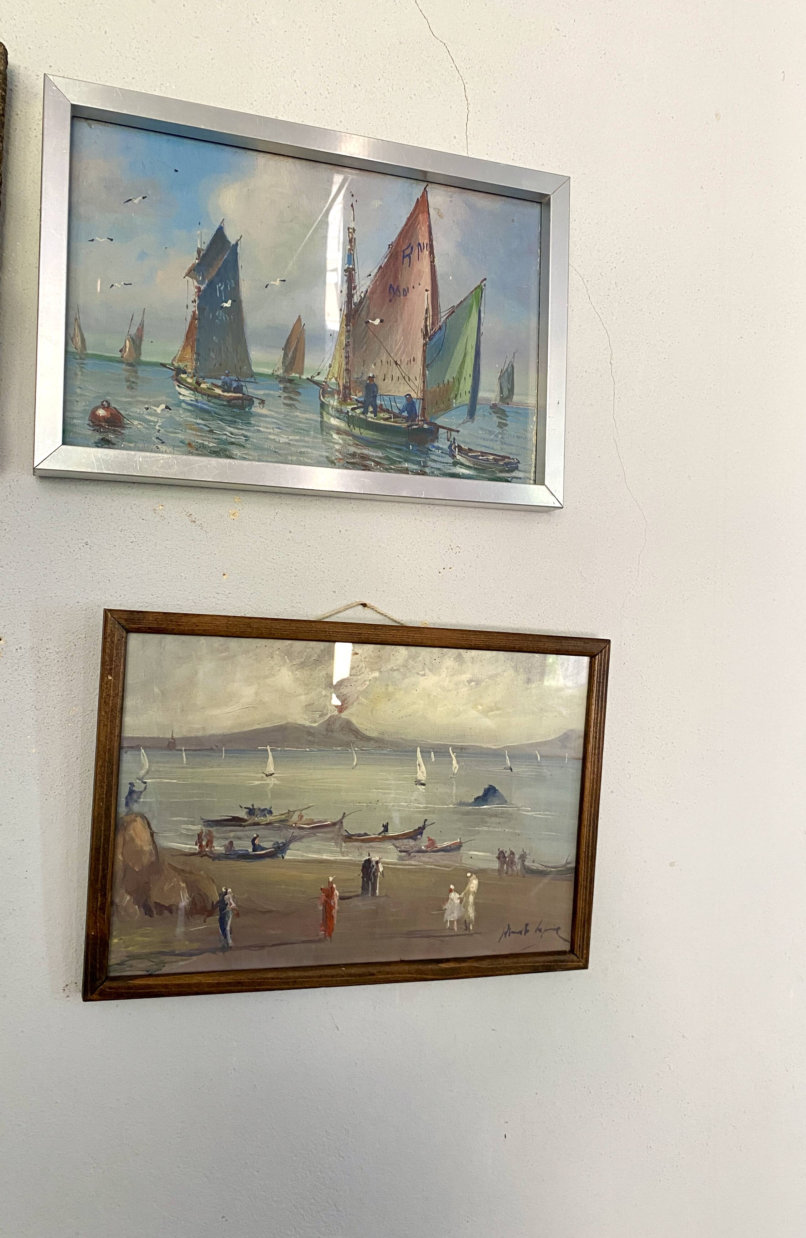 Huile sur bois, années 40 sous verre