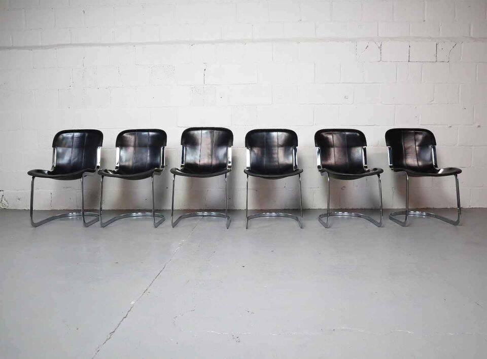 Ensemble de six chaises à repas de Willy Rizzo pour Cidue, Italie 1970