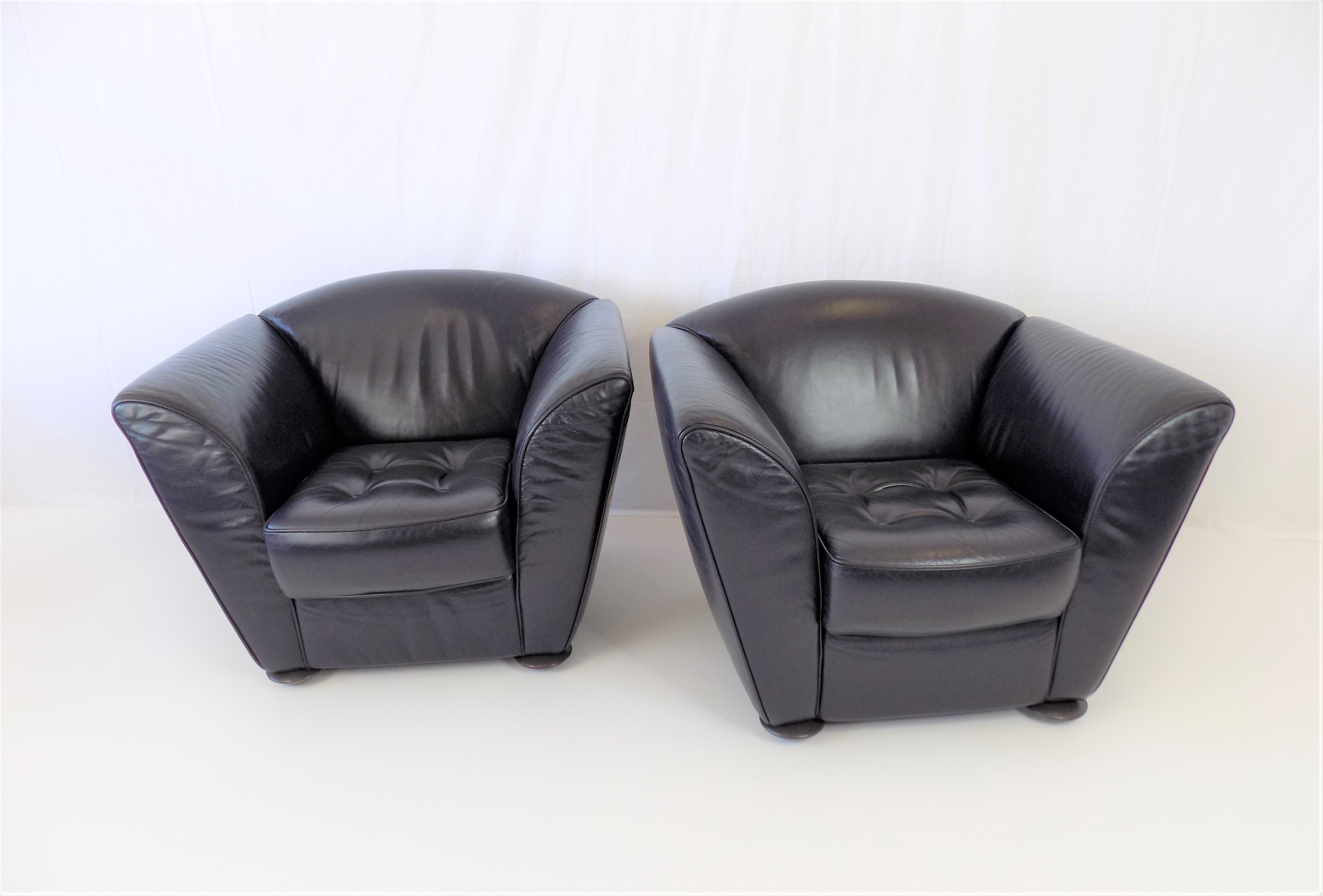 Cor zelda set of 2 leather armchairs by peter maly