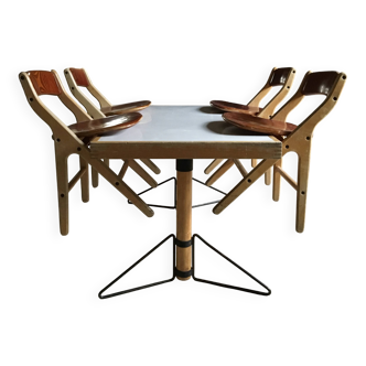 Ensemble table à manger et 4 chaises Marc Held Design 1980