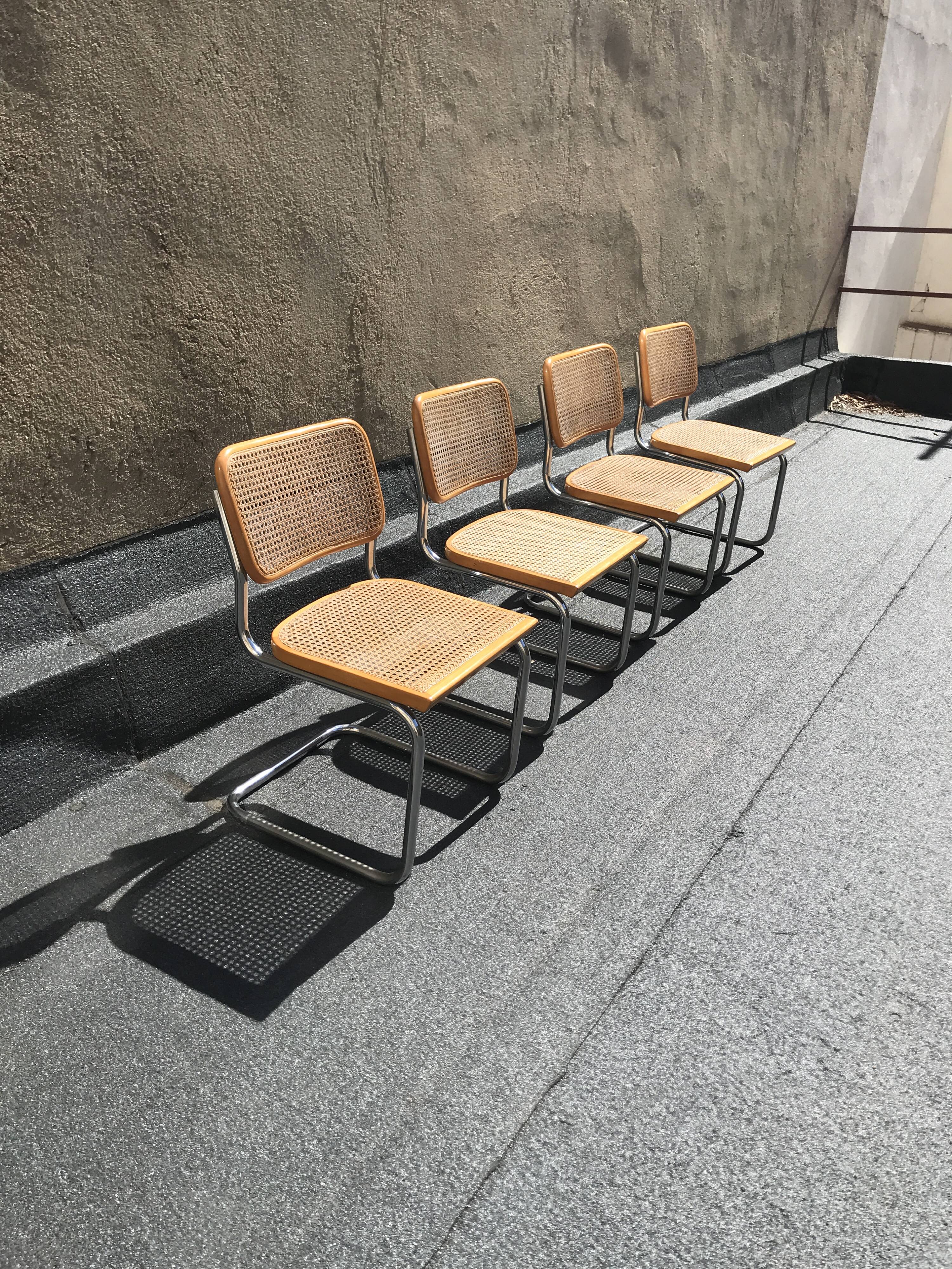 4 chaises Cesca B32 Marcel Breuer