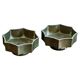 Pair of bowls/candle holders Just Andersen in metal Disko, Danish Grace
