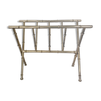 Magazine rack shabby chic bamboo brass, 1960