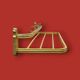 Vintage wall-mounted coat rack in anodised gold aluminium with hat holder.