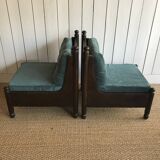 Armchair in fir and corduroy velvet.