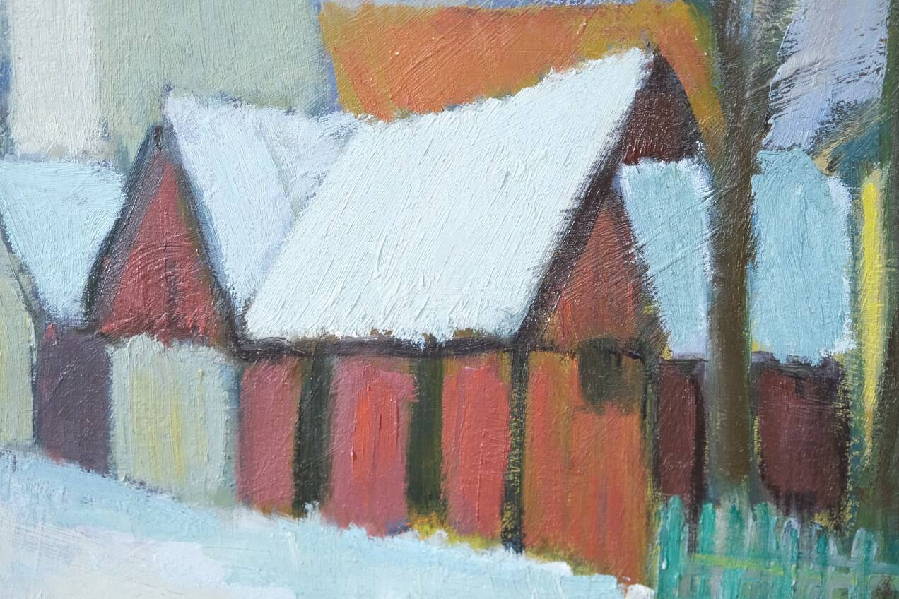 Tage Nilsson, Paysage moderne suédois, années 1960, Huile sur panneau, Encadré