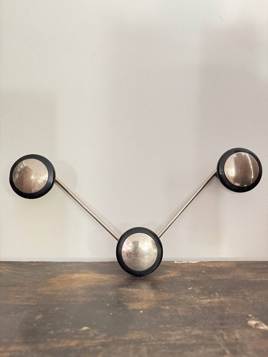 Vintage 3-hook wall-mounted coat rack