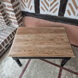 Table de salon ancienne bois brut noire