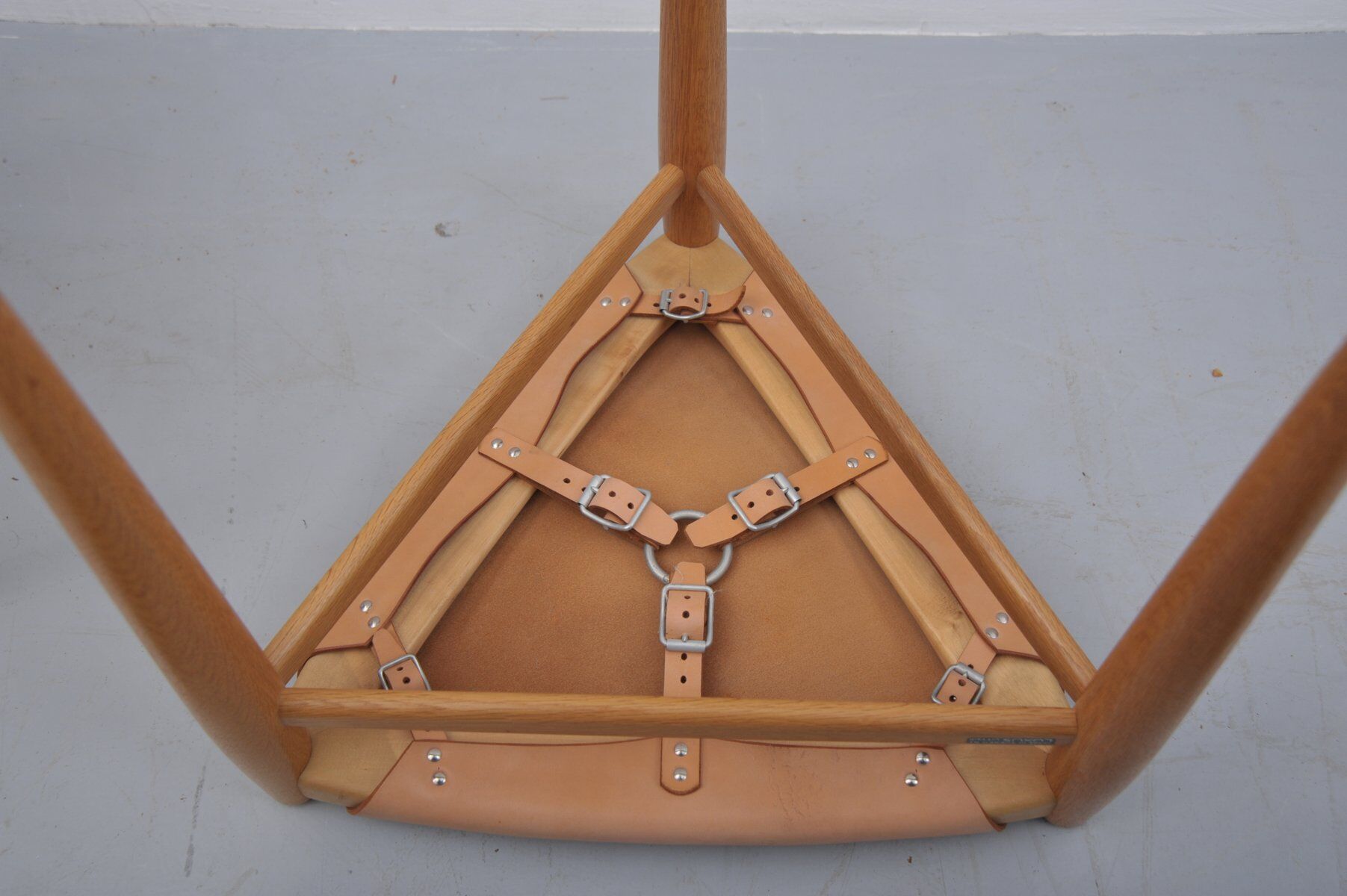 Tripod stools in oak by Uno & Östen Kristiansson for Luxus, 1950s, set of 2