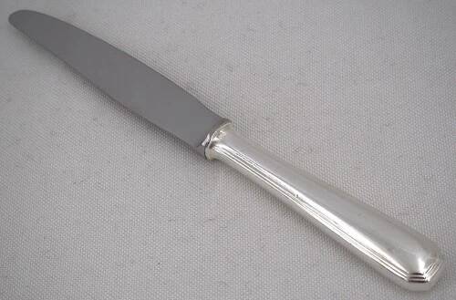 Christofle America 12 dessert, cheese, and side knives, silver-plated metal, 20.2cm
