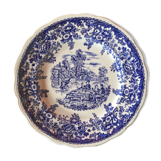 Lot of 12 plates, Luneville & KG, blue décor, country