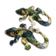 Set of 2 enamelled terracotta lizards, vintage wall decor